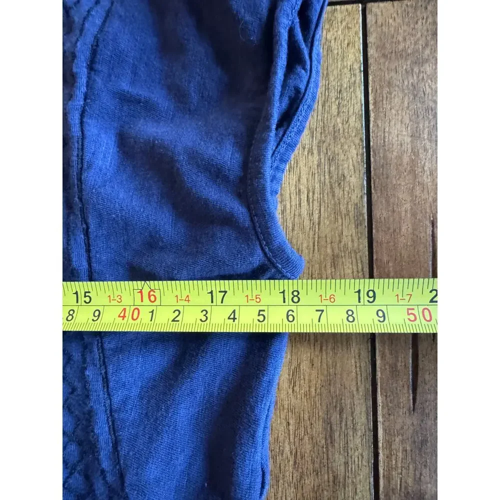 Gloria Vanderbilt Embroidered Boho Peasant Top Blue Short Sleeve Size S - Picture 7 of 10